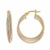 New 👏 Unbranded Tri-Tone 14k Gold Twisted Triple Hoop Earrings 🔔
