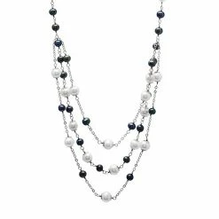 Best Sale 👍 Unbranded Sterling Silver Cultured Freshwater Pearl Multi Strand Station Necklace 🎉