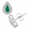 Coupon 💯 Unbranded 10k White Gold Emerald & 1/8 Carat T.W. Diamond Teardrop Halo Stud Earrings ⌛