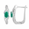 Outlet 🔔 Unbranded 10k White Gold Emerald & 1/10 Carat T.W. Diamond Latch Back Earrings 🔥
