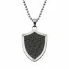 Coupon 👍 Unbranded 1/2 Carat T.W. Black Diamond Stainless Steel Shield Pendant Necklace - Men 🔔