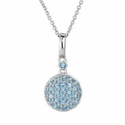 Best Pirce 🔥 Unbranded Oro Leoni Sterling Silver Blue Topaz Disc Pendant 🌟