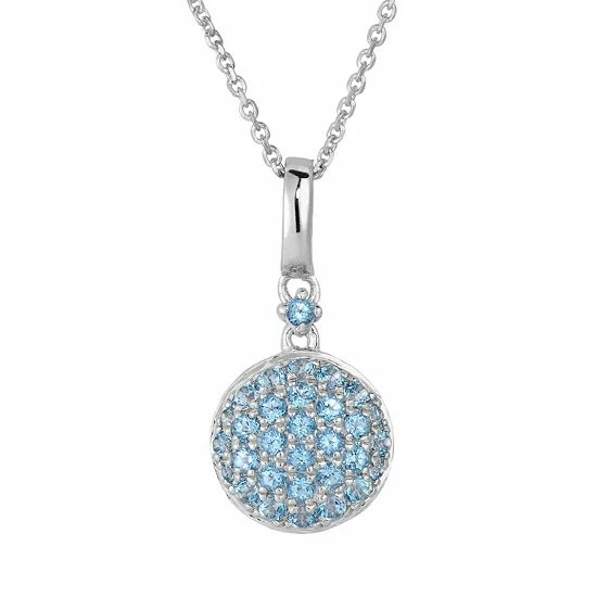 Best Pirce 🔥 Unbranded Oro Leoni Sterling Silver Blue Topaz Disc Pendant 🌟