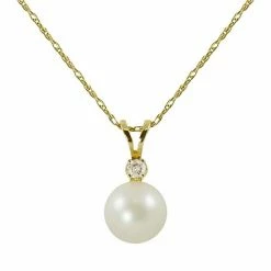 Cheap 🔔 Unbranded 14k Gold Akoya Cultured Pearl And Diamond Accent Pendant 🛒