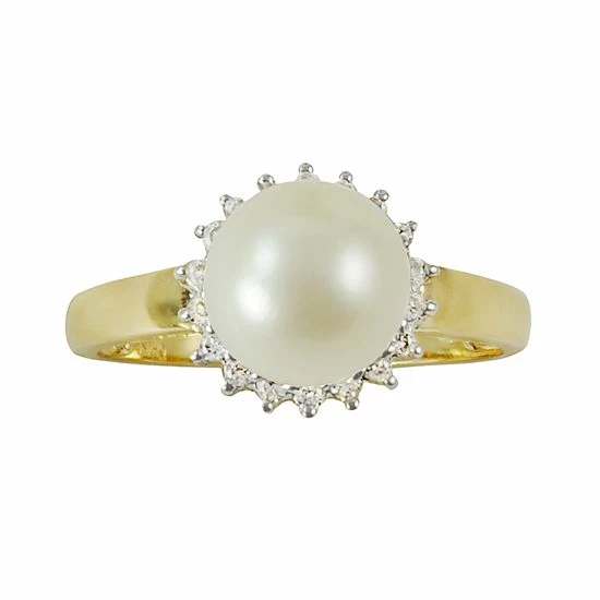 Top 10 ๐ฏ Unbranded 10k Gold .18-ct. T.W. Diamond And Freshwater Cultured Pearl Ring ๐