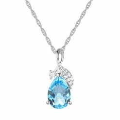 Wholesale 🎉 Unbranded Sterling Silver Blue Topaz & Lab-Created White Sapphire Pendant Necklace 🌟