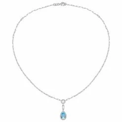Wholesale 🎉 Unbranded Sterling Silver Blue Topaz & Lab-Created White Sapphire Pendant Necklace 🌟
