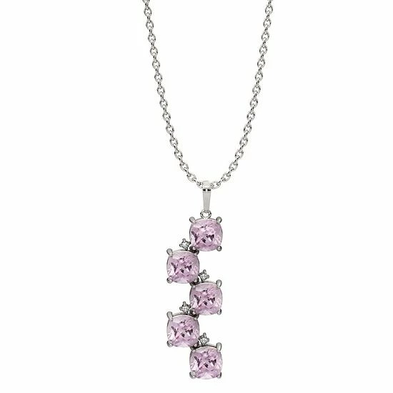 Cheapest โ๏ธ Unbranded Sterling Silver Lab-Created Pink Sapphire & Diamond Accent Pendant Necklace ๐