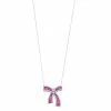 Promo 😀 Unbranded Sterling Silver Pink & Clear Cubic Zirconia Bowtie Necklace 🛒