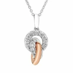 Top 10 😍 Unbranded 10k Two-Tone Gold 3/8 Carat T.W. Diamond Knot Pendant Necklace 🧨