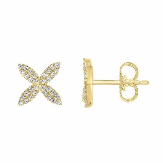 Best Sale ✔️ Unbranded Sterling Silver 1/6 Carat T.W. Diamond Flower Stud Earrings Gold Tone 😉