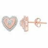 Promo 😉 Unbranded 10k Rose Gold 1/3 Carat T.W. Diamond Halo Heart Earrings 😀