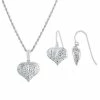 Cheap ✔️ Unbranded Sterling Silver Puff Heart Earring & Pendant Necklace Set 🤩