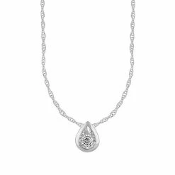 Buy 😍 Unbranded Sterling Silver 1/10 Carat T.W. Diamond Teardrop Pendant Necklace 🧨
