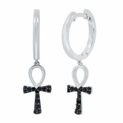 Buy 😍 Unbranded Men's Sterling Silver 1/5 Carat T.W. Diamond Cross Drop Earrings ✨
