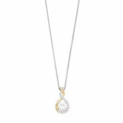 Brand new 🔔 Unbranded 14k Gold Over Silver Two-Tone Lab-Created White Sapphire Teardrop Pendant Necklace 🥰