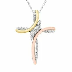 Best Pirce 🌟 Unbranded Tri-Tone 10k Gold 1/6 Carat T.W. Diamond Pendant Necklace 😉