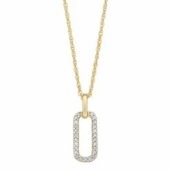 Cheap 🎁 Unbranded 14k Gold Over Sterling Silver 1/10 Carat T.W. Diamond Rectangle Pendant Necklace 🥰