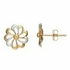 Coupon 🔥 Unbranded Two Tone 14k Gold Flower Stud Earrings ⭐
