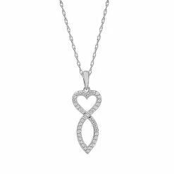 New 😉 Unbranded Sterling Silver 1/5 Carat T.W. Diamond Infinity Heart Pendant Necklace 🎉