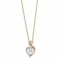 Best deal 🧨 Unbranded 14k Rose Gold Over Silver Cubic Zirconia Heart Pendant Necklace 🧨