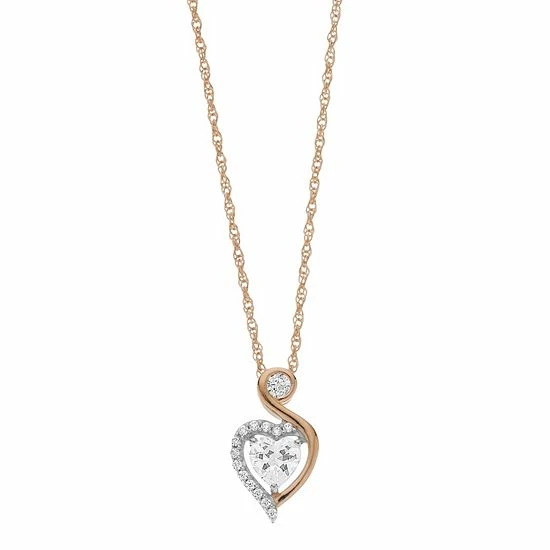 Best deal ๐งจ Unbranded 14k Rose Gold Over Silver Cubic Zirconia Heart Pendant Necklace ๐งจ