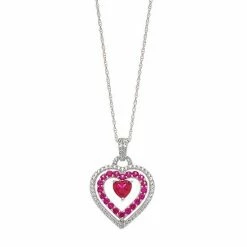 Best reviews of 🥰 Unbranded Sterling Silver Lab-Created Ruby & Lab-Created White Sapphire Heart Pendant Necklace ✨
