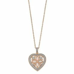 Promo 🔔 Unbranded 14k Rose Gold Over Silver Lab-Created White Opal & Lab-Created White Sapphire Heart Pendant 🧨