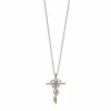 Best Sale 🥰 Unbranded 14k Rose Gold Over Silver Two Tone 1/10 Carat T.W. Diamond Cross Pendant 👍