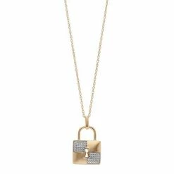 Budget 🌟 Unbranded 14k Gold Over Silver 1/10 Carat T.W. Diamond Lock Pendant 🔔