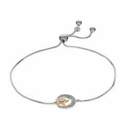 Wholesale 🧨 Unbranded Sterling Silver Two Tone 1/10 Carat T.W. Diamond Moon & Star Adjustable Bracelet 🧨