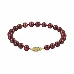 Wholesale 🎉 Unbranded 14k Gold Cranberry-Dyed Freshwater Cultured Pearl Bracelet 🌟