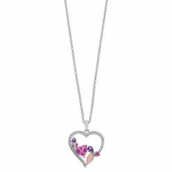 Cheap ⌛ Unbranded Sterling Silver Gemstone Heart Pendant Necklace 😉