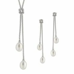 Buy 🌟 Unbranded Sterling Silver 2-Piece Freshwater Cultured Pearl Necklace & Dangle Earring Set ⭐