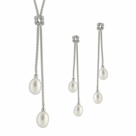 Buy 🌟 Unbranded Sterling Silver 2-Piece Freshwater Cultured Pearl Necklace & Dangle Earring Set ⭐
