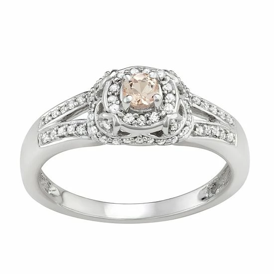 Wholesale 🛒 Unbranded 14k White Gold 1/3 Carat T.W. Diamond & Morganite Halo Engagement Ring ⌛