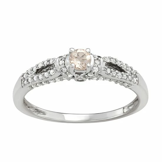 Cheap 🤩 Unbranded 14k White Gold 1/3 Carat T.W. Diamond & Morganite Engagement Ring ✨