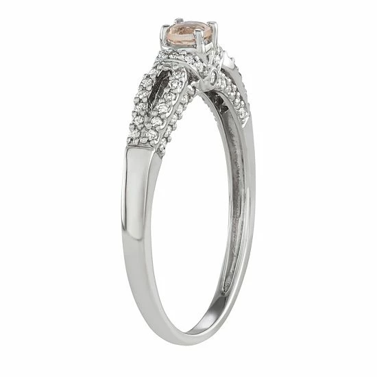 Cheap 🤩 Unbranded 14k White Gold 1/3 Carat T.W. Diamond & Morganite Engagement Ring ✨ - Image 2