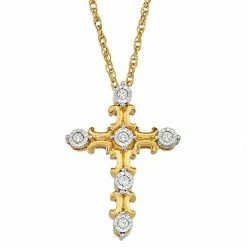 Promo 😉 Unbranded 10k Gold Diamond Accent Cross Pendant Necklace 😀
