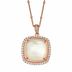 Brand new 🧨 Unbranded 14k Rose Gold Over Silver 👩 Mother Of Pearl Cushion Pendant Necklace 👏
