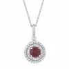 Cheapest 🎁 Unbranded 10k White Gold Garnet & 1/4 Carat T.W. Diamond Halo Pendant Necklace 👍