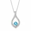 Best Sale 🎁 Unbranded 10k White Gold Swiss Blue Topaz & 1/8 Carat T.W. Diamond Pendant Necklace 🌟