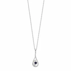 Budget 🎉 Unbranded Sterling Silver Lab-Created Blue & White Sapphire Teardrop Pendant ✨