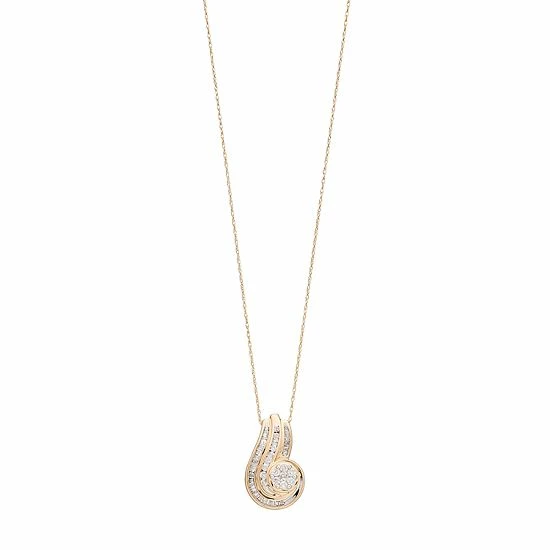 Budget ✔️ Unbranded 10k Gold 1/2 Carat T.W. Diamond Swirling Pendant Necklace 💯