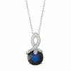 Promo 😀 Unbranded Sterling Silver Lab-Created Blue & White Sapphire Swirl Pendant Necklace 🛒