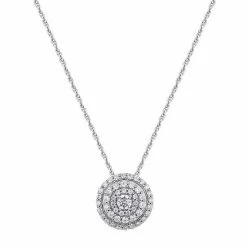 Wholesale 🌟 Unbranded 10k White Gold 1/3 Carat T.W. Diamond Circle Cluster Pendant Necklace 🧨