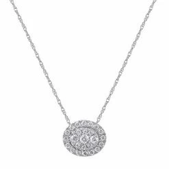 Promo 🧨 Unbranded 10k White Gold 1/5 Carat T.W. Diamond Halo Cluster Pendant Necklace 🌟