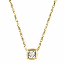 Brand new 😀 Unbranded 10k Gold 1/10 Carat T.W. Diamond Square Pendant Necklace 💯