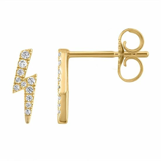 Discount ๐ฏ Unbranded 10k Gold 1/10 Carat T.W. Diamond Lightning Bolt Stud Earrings ๐