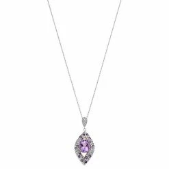 Coupon 🎁 Unbranded Sterling Silver Amethyst & White Zircon Pendant Necklace ❤️